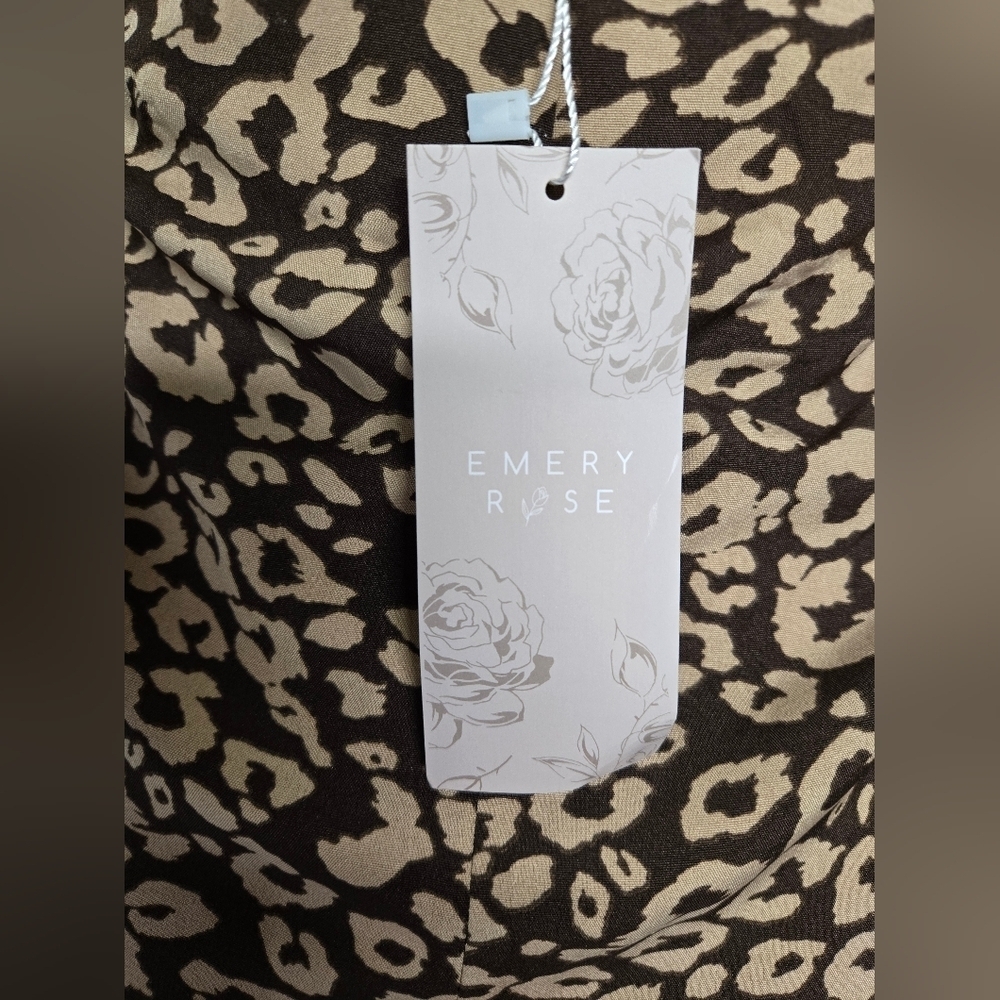 New Emery Rose L Skirt A Line Flowy Comfort High Vent Slit Brown Beige - Picture 5 of 9